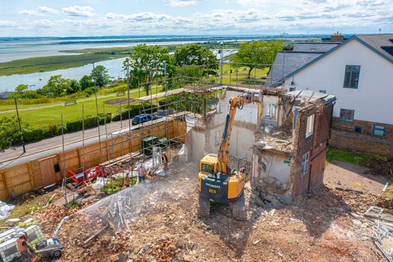 Demolition dust and noise suppression in action